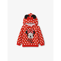 PATPAT Disney Mickey and Friends Kid Girls 1pc Polka Dots Print Long-sleeve Hooded Top/Pants Red