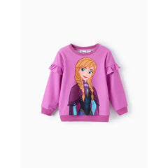 Patpat Disney Frozen Toddler Girls Elsa 2pcs Floral Flutter-sleeve Sweatshirt with Leggings Set light Purple