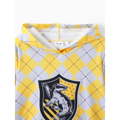 PATPAT Harry Potter Kid Girl/Boy 1pc Plaid Badge Hoodie Yellow