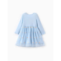 PATPAT Disney Frozen Toddler Girl 1pc Naia™ Elsa Anna Floral Rainbow Dress Blue