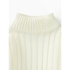 Patpat Toddler Girl/Boy Turtleneck Ribbed Knit Sweater white