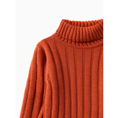 Patpat Toddler Girl/Boy Turtleneck Ribbed Knit Sweater Brown