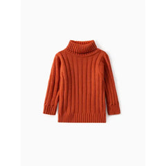 Patpat Toddler Girl/Boy Turtleneck Ribbed Knit Sweater Brown