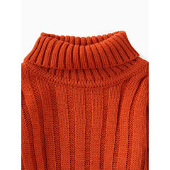 Patpat Toddler Girl/Boy Turtleneck Ribbed Knit Sweater Brown