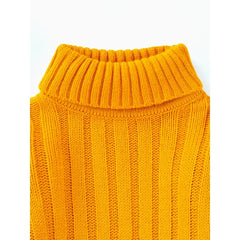 Patpat Toddler Girl/Boy Turtleneck Ribbed Knit Sweater Yellow