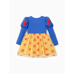 Patpat Disney Princess Toddler Girl 1pc Snow White Floral Apple Puff Sleeve Dress