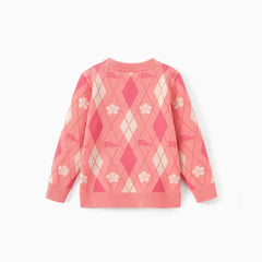 Patpat Disney Princess Toddler Girl 1pc Moana Ariel Rapunzel Cinderella Rhombus Pullover Sweater Coral