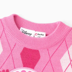 Patpat Disney Princess Toddler Girl 1pc Moana Ariel Rapunzel Cinderella Rhombus Pullover Sweater pink