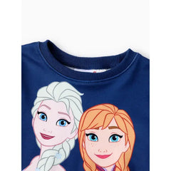Patpat Disney Frozen Toddler Girls Elsa 2pcs Floral Flutter-sleeve Sweatshirt with Leggings Set light deep blue