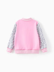 PATPAT Barbie Outfit Toddler/Kids Girls Naia™ Letter Print Colorblock Lightweight Bomber Jacket Pink