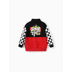 PATPAT Hot Wheels Toddler/Kid Boy Colorblock Logo Print Long-sleeve Racing Sweatshirt Red