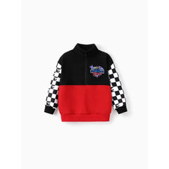 PATPAT Hot Wheels Toddler/Kid Boy Colorblock Logo Print Long-sleeve Racing Sweatshirt Red