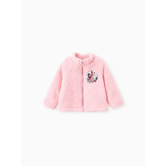 PATPAT Disney Princess Toddler Girls 1pc Character Embroidered Plush Reversible Jacket With Princess Floral Print Linning