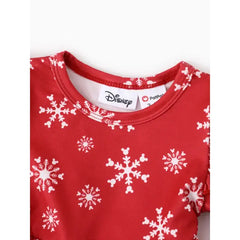Patpat Disney Mickey and Friends Toddler Girl Christmas Full Print Bow Tie Long-sleeve Dress Red 2