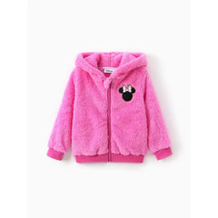 PATPAT Disney Mickey and Friends Toddler Girl 1pc Minnie Plush Bowknot 3D Ears Hooded Long-sleeve Coat Pink