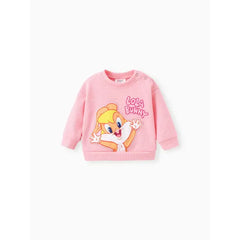 Patpat Looney Tunes Baby Boy/Girl 2pcs Character Embroidered Long-sleeve Knitted Top And Pants Set pink