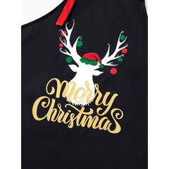 PATPAT Matching Kitchen Apron for Family Cookie Making Crew Aprons Christmas Reindeer Pattern Waterproof Adult