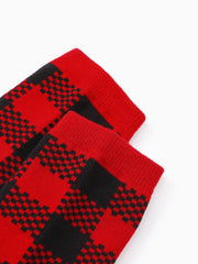 PATPAT Christmas Socks for Family Cotton Reindeer Pattern Red Socks Red