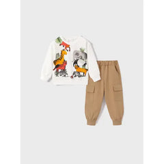 Patpat 2pcs Toddler Boy Animal Pattern Patch Pocket Set white