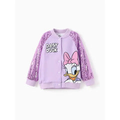 PATPAT Disney Mickey and Friends Toddler/Kid Girl 1pc Minnie Mouse/Daisy Duck Character Print Sequin Longsleeves Jacket Purple
