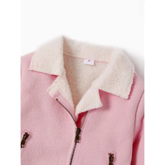 PATPAT Toddler Girl/Boy Lapel Collar Zipper Fuzzy Berber Fleece Coat Pink