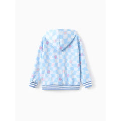 PATPAT Disney Stitch Kid Girl 1pc Checkered Floral Hoodies Blue