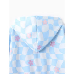 PATPAT Disney Stitch Kid Girl 1pc Checkered Floral Hoodies Blue