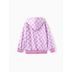 PATPAT Disney Stitch Kid Girl 1pc Checkered Floral Hoodies Blue Purple