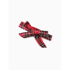 PATPAT Christmas Toddler Girl Grid Print Ruffled Dress with Headband Red