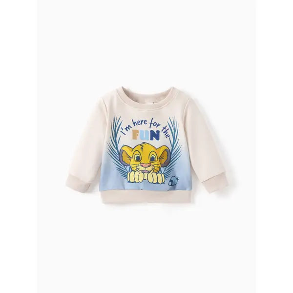 Patpat Disney Lion King Baby/Toddler Unisex 2pcs Simba Pattern Striped Sweatshirt And Pants Set Apricot