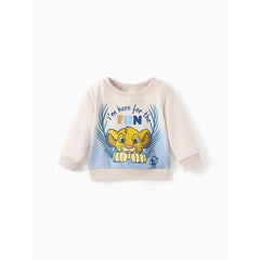 Patpat Disney Lion King Baby/Toddler Unisex 2pcs Simba Pattern Striped Sweatshirt And Pants Set light Apricot