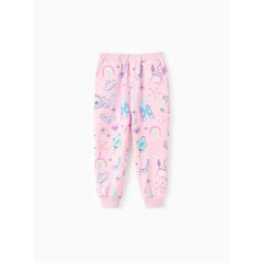 PATPAT Disney Princess Toddler Girl 2pcs Jasmine/Cindere/Aurora/Bella Pattern Ruffled Long-sleeve Sweatshirt And Pants Set White