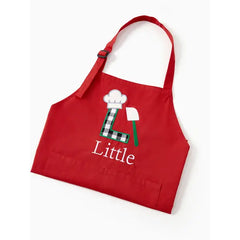 PATPAT Mommy and Me Red Christmas Aprons 100% Cotton Embroidered Baking Theme kid