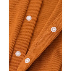Patpat Baby Boy/Girl Ribbed Long-sleeve Footed Snap Jumpsuit Brown
