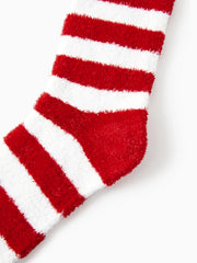 PATPAT Christmas Socks Red&White Striped Furry Holiday Socks for toddler