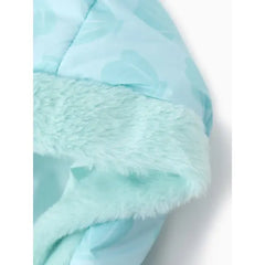 PATPAT Disney Princess Toddler Girl 1pc Ariel/Moana/Rapunzel/Aurora Plush Edge Hooded Jacket Coat Mint green