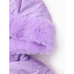PATPAT Disney Princess Toddler Girl 1pc Ariel/Moana/Rapunzel/Aurora Plush Edge Hooded Jacket Coat Purple