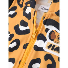 Patpat Disney Lion King Toddler 1pc Simba Leopard Allover Colorblock Print 3D Ears Hooded Jacket