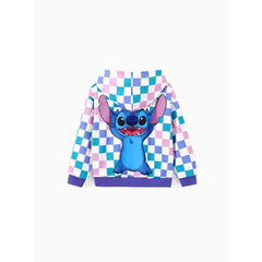 PATPAT Disney Stitch Kid Girl 1pc Checkered Graffiti Pattern Hooded Jacket
