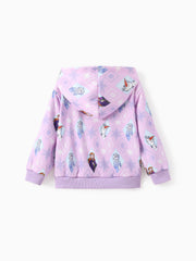 PATPAT Disney Frozen Toddler Girl 1pc Elsa Anna and Olaf Snowflake Allover Print Hooded Jacket pinkpurple