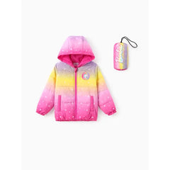 Patpat Barbie Outfit Toddler/Kid Girl 2pcs Stars Gradient Print Hooded Jacket Coat With Storage Bag multicolor
