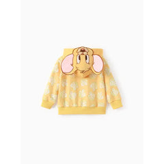 Patpat Tom and Jerry Baby/Toddler 1pc 3D Character Embroidered Hooded Paw/Cheese Allover Print Jacket yellow