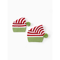 PATPAT Christmas Hat Crochet Red&Green Striped Knit Hat Matching for Family/Adult