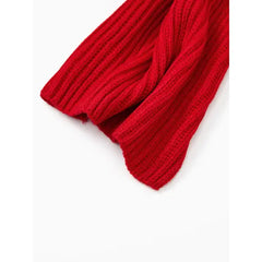 PATPAT Matching Christmas Scarf Red Ribbed Knit Scarf for Kid