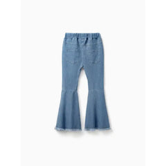 PATPAT Kid Girl Ripped Raw Hem Flare Jeans share icon Blue