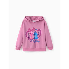 PATPAT Disney Stitch Kid Girl 2pcs Cotton Character Heart Butterfly Pattern Hoodie And Naia™ Leggings Set Pink