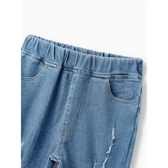 PATPAT Kid Girl Ripped Raw Hem Flare Jeans share icon Blue