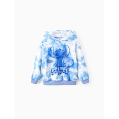 PATPAT Disney Stitch Kid Boy/Girl 2pcs Character Tie-dyed Pattern Hoodies And Pants Set Blue