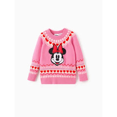 PATPAT Disney Mickey and Friends Toddler Girl 1pc Cotton Minnie Mouse Heart Pattern Long-sleeve Knitwear