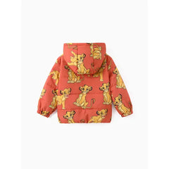 Patpat Disney Lion King Toddler Boy 2pcs Simba Character Allover Print Hooded Jacket Coat With Storage Bag Set brown